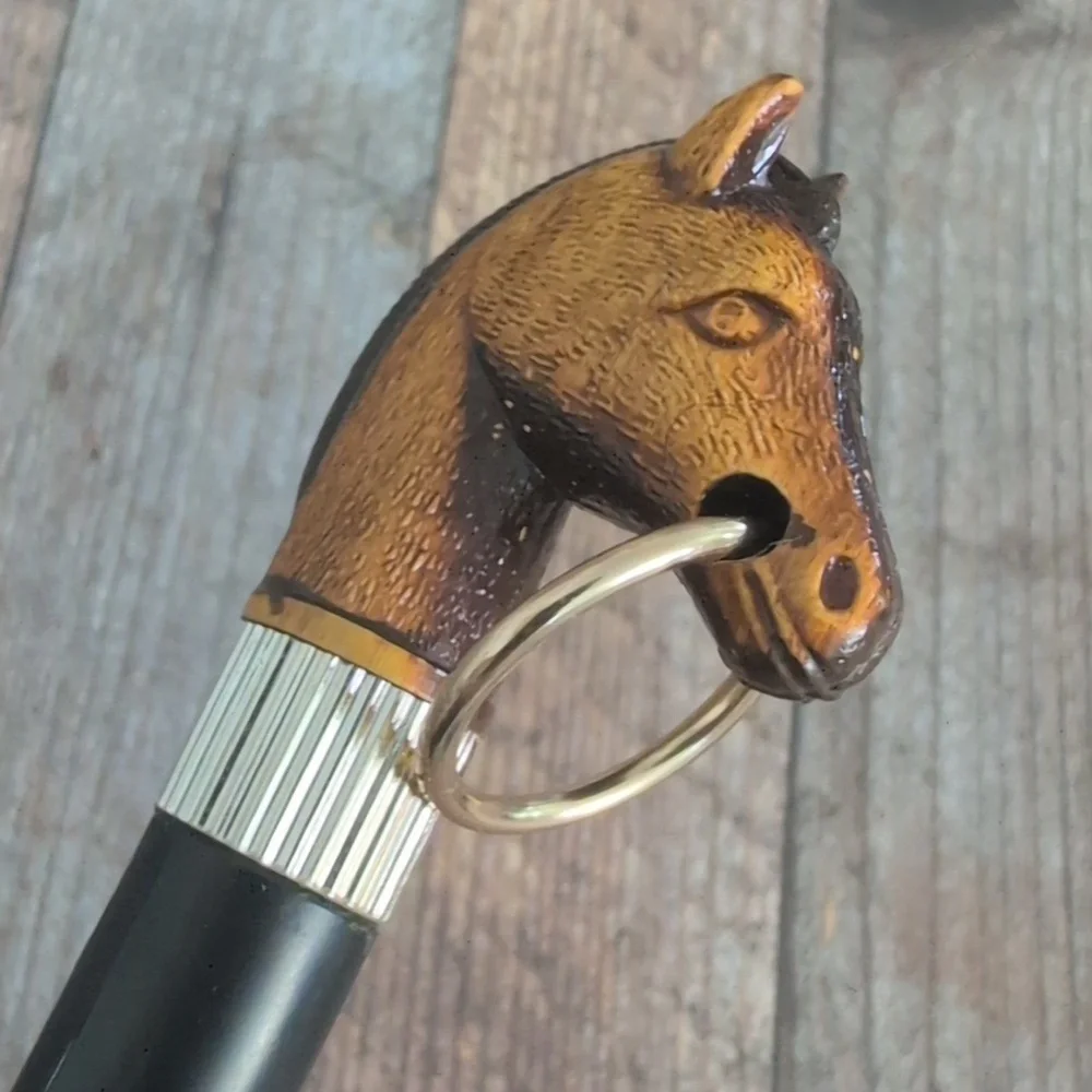 Vintage MCM‎ Horse Equestrian Engraved Wall Plaque And Horse Head Brush